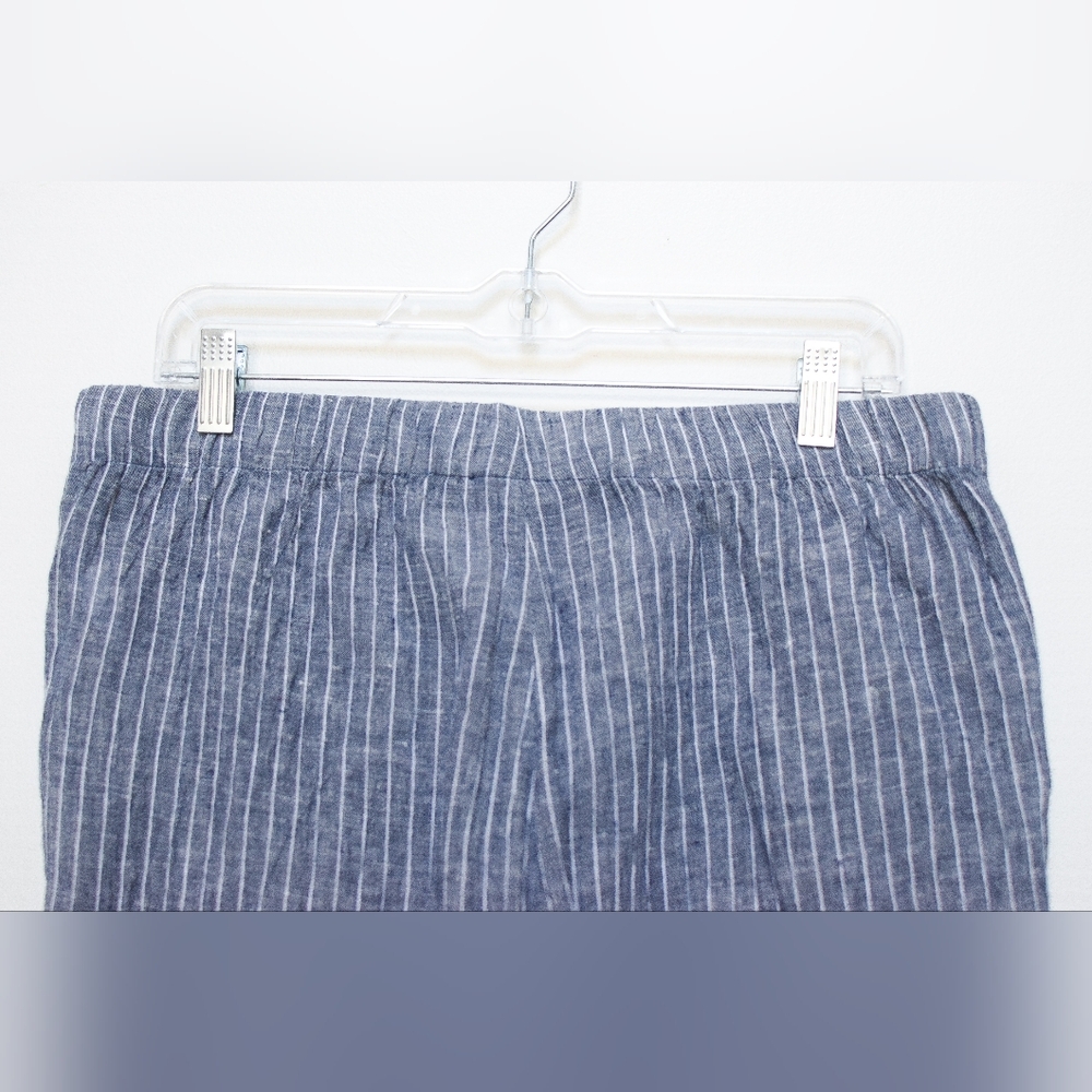 Eileen Fisher Puckered Organic Linen Wide Leg Pants Striped 100% Linen Size LP - Picture 7 of 10